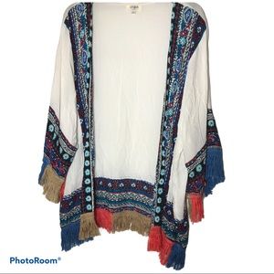 Umgee multicolored tassel flowy kimono S/M